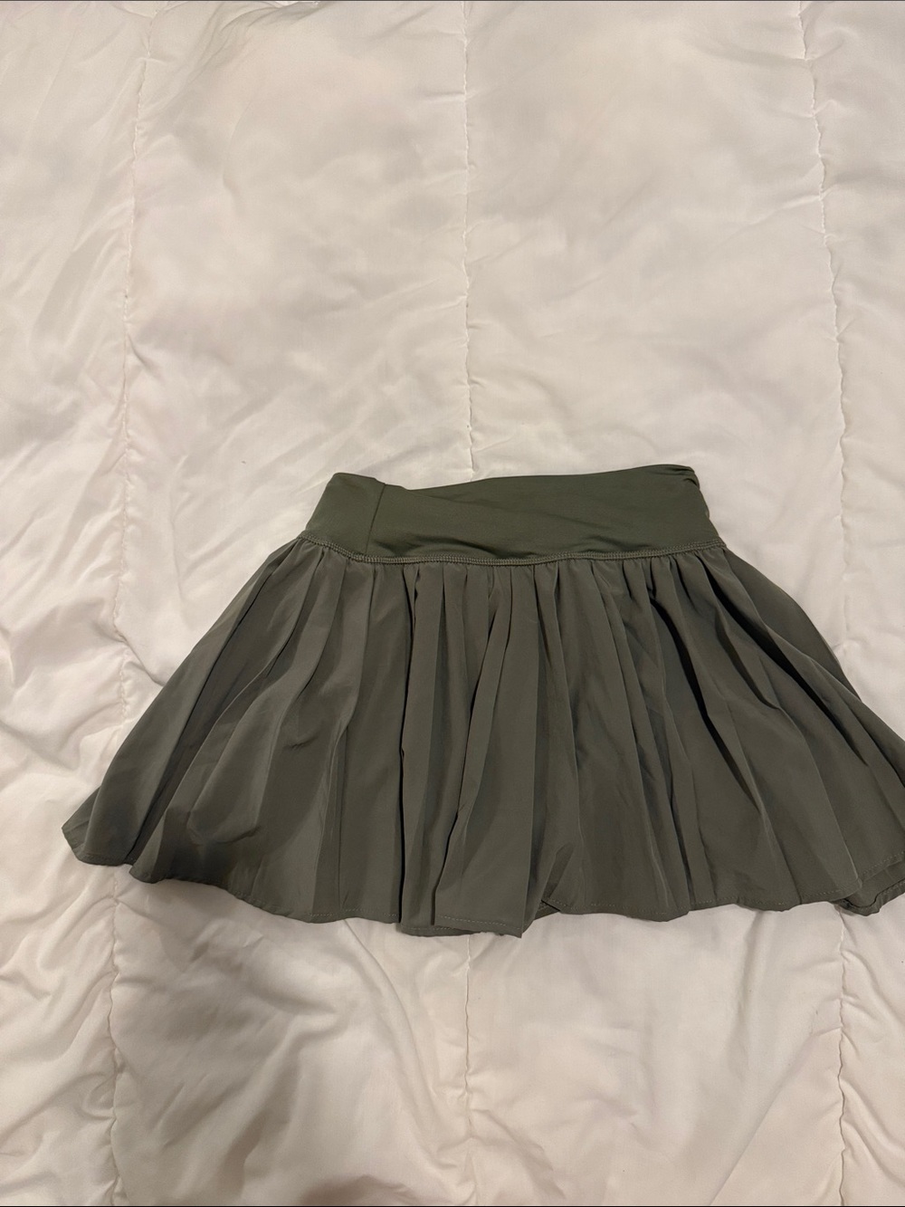 No Boundaries Olive Pleated Mini Skirt